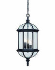 Three Light Matte Black Eastern Lantern Hanging Light