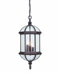 Three Light Dark Brown Eastern Lantern Hanging Light