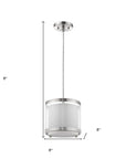 White and Silver Hanging Light with Fabric Shade