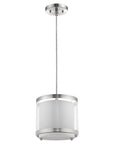 White and Silver Hanging Light with Fabric Shade