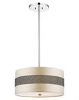 Harmony 3-Light Metallic Silver Pendant With Crystal Studded Platinum Sheen Shade