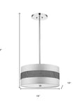 Harmony 3-Light Metallic Silver Pendant With Crystal Studded Platinum Sheen Shade
