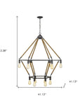 Brown and Black Twelve Light Metal Dimmable Chandelier