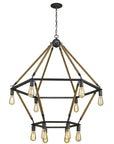Brown and Black Twelve Light Metal Dimmable Chandelier