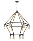 Brown and Black Twelve Light Metal Dimmable Chandelier