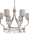 Gold Candle Style Six Light Metal Dimmable Chandelier With White Shades