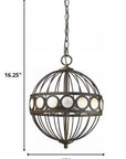 Aria 3-Light Oil-Rubbed Bronze Globe Pendant With Mother Of Pearl Accents