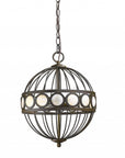 Aria 3-Light Oil-Rubbed Bronze Globe Pendant With Mother Of Pearl Accents