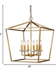Kennedy 6-Light Antique Gold Foyer Pendant With Crystal Bobeches