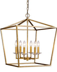 Kennedy 6-Light Antique Gold Foyer Pendant With Crystal Bobeches