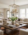 Kennedy 6-Light Antique Gold Foyer Pendant With Crystal Bobeches
