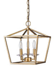 Kennedy 3-Light Antique Gold Pendant With Crystal Bobeches