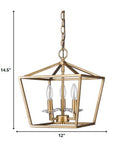 Kennedy 3-Light Antique Gold Pendant With Crystal Bobeches