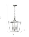 Silver Metal Four Light Dimmable Ceiling Light