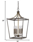 Brown Metal Six Light Dimmable Ceiling Light