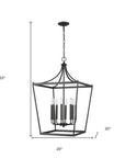 Black Metal Eight Light Dimmable Ceiling Light