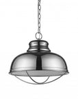 Ansen 1-Light Polished Nickel Pendant With Gloss White Interior Shade