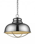 Ansen 1-Light Polished Nickel Pendant With Gloss White Interior Shade