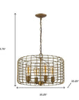 Gold Metal Four Light Dimmable Ceiling Light With Gold Shades