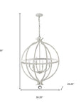 White Metal And Faux Crystal Six Light Rustic Ceiling Light