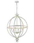 White Metal And Faux Crystal Six Light Rustic Ceiling Light