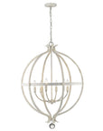 White Metal And Faux Crystal Six Light Rustic Ceiling Light