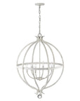 White Metal And Faux Crystal Six Light Rustic Ceiling Light