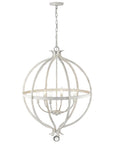 White Metal And Faux Crystal Six Light Rustic Ceiling Light