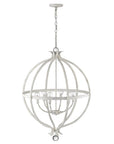 White Metal And Faux Crystal Six Light Rustic Ceiling Light