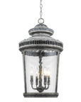 Kingston 4-Light Antique Lead Foyer Pendant With Curved Water Glass Panes
