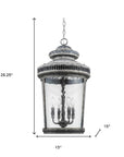 Kingston 4-Light Antique Lead Foyer Pendant With Curved Water Glass Panes