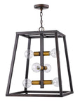 Tiberton 6-Light Oil-Rubbed Bronze Foyer Pendant With Antique Brass Sockets