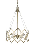 Nora 4-Light Washed Gold Drum Pendant With Abstract Open-Air Cage Shade
