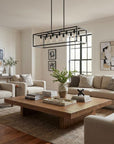 Black Metal Twelve Light Dimmable Ceiling Light