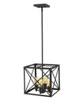 Brooklyn 4-Light Matte Black Pendant With Metal Framework Shade