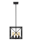 Brooklyn 4-Light Matte Black Pendant With Metal Framework Shade