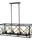 Brooklyn 8-Light Matte Black Island Pendant With Metal Framework Shade