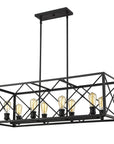 Brooklyn 8-Light Matte Black Island Pendant With Metal Framework Shade