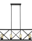 Brooklyn 8-Light Matte Black Island Pendant With Metal Framework Shade