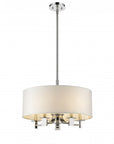 Silver Metal Five Light Dimmable Ceiling Light With White Shades