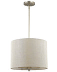 Gold And White Iron Three Light Dimmable Ceiling Light With Silver Shades