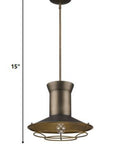 Newport 1-Light Tin Coated Pendant With Raw Brass Interior Shade And Louver