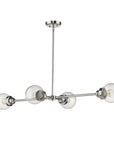 Silver Metal Four Light Dimmable Ceiling Light With Clear Shades