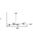 Silver Metal Four Light Dimmable Ceiling Light With Clear Shades