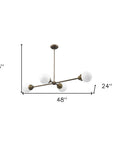 Bronze Metal Four Light Dimmable Ceiling Light With Off White Shades