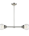 Silver Metal Two Light Dimmable Ceiling Light With Clear Shades