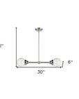 Silver Metal Two Light Dimmable Ceiling Light With Clear Shades