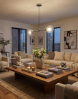 Silver Metal Two Light Dimmable Ceiling Light With Clear Shades