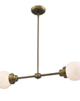 Bronze Metal Two Light Dimmable Ceiling Light With Off White Shades