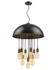 Black Iron Ten Light Dimmable Ceiling Light With Black Shades